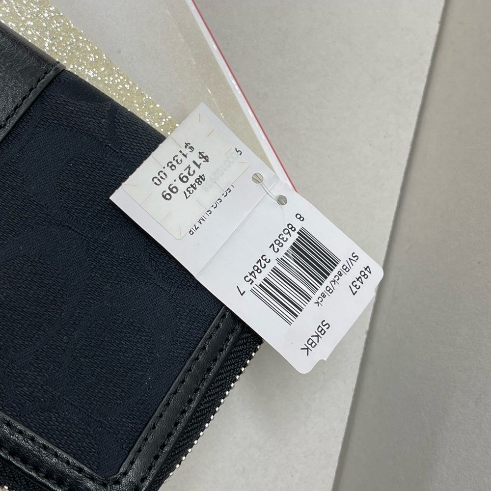 (new+tag) Coach 48437 legacy zip black wallet signature jacquard + leather trim - Picture 5 of 9